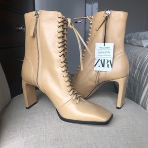 NWT - Zara lace up booties size 38